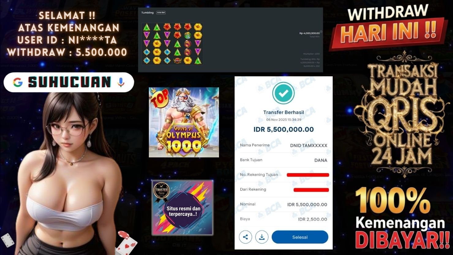 SUHUCUAN JACKPOT SLOT GATES OF OLYMPUS 1000